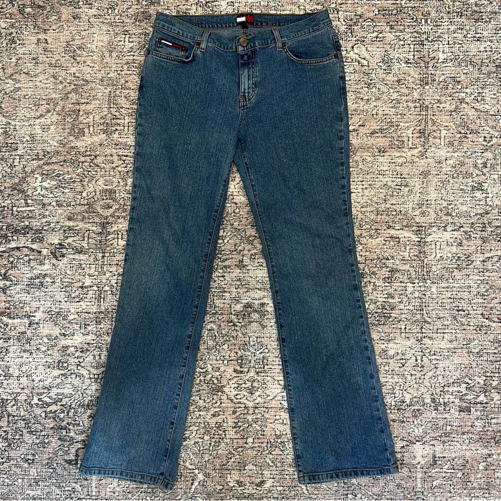 Vintage Y2K Tommy Hilfiger Super Low Rise Flare Stretch Jeans Womens Size 13 - Picture 5 of 15